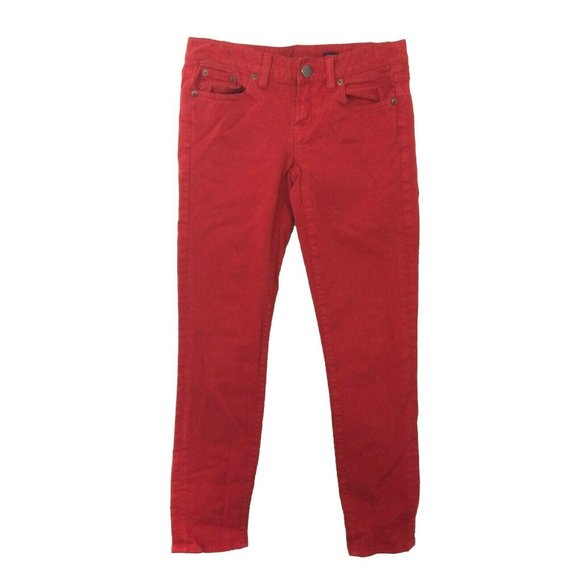 J. Crew Women Jeans Sz 25 Toothpick Ankle Red Orange Denim Skinny Stretch 28x27" - Picture 1 of 8